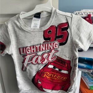 Disney Red and Gray Lightning McQueen Tee and matching shorts